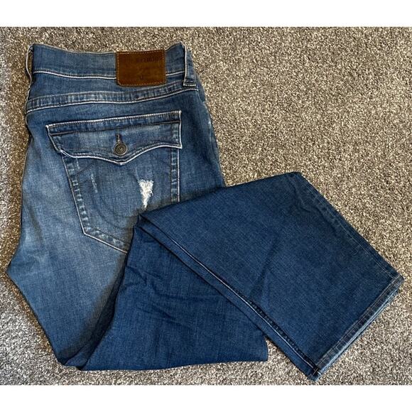 TRUE RELIGION Men's GENO Flap Relaxed Slim Medium Wash Denim Jeans Size 40 - Picture 2 of 5